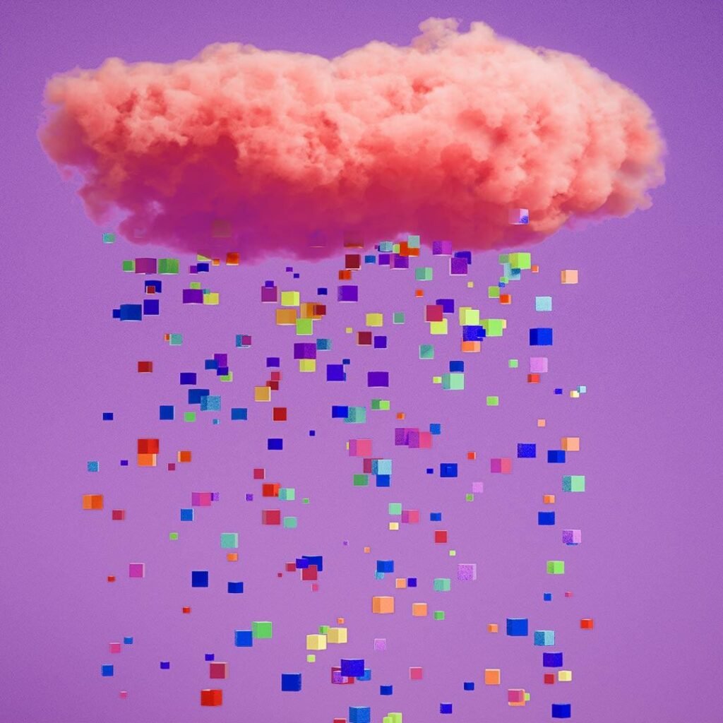 Raining ideas and pixels concept.